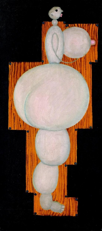 曹涌《方与圆》布面油画 CAO Yong, Square and Round, Oil on canvas, 99x44cm, 1982